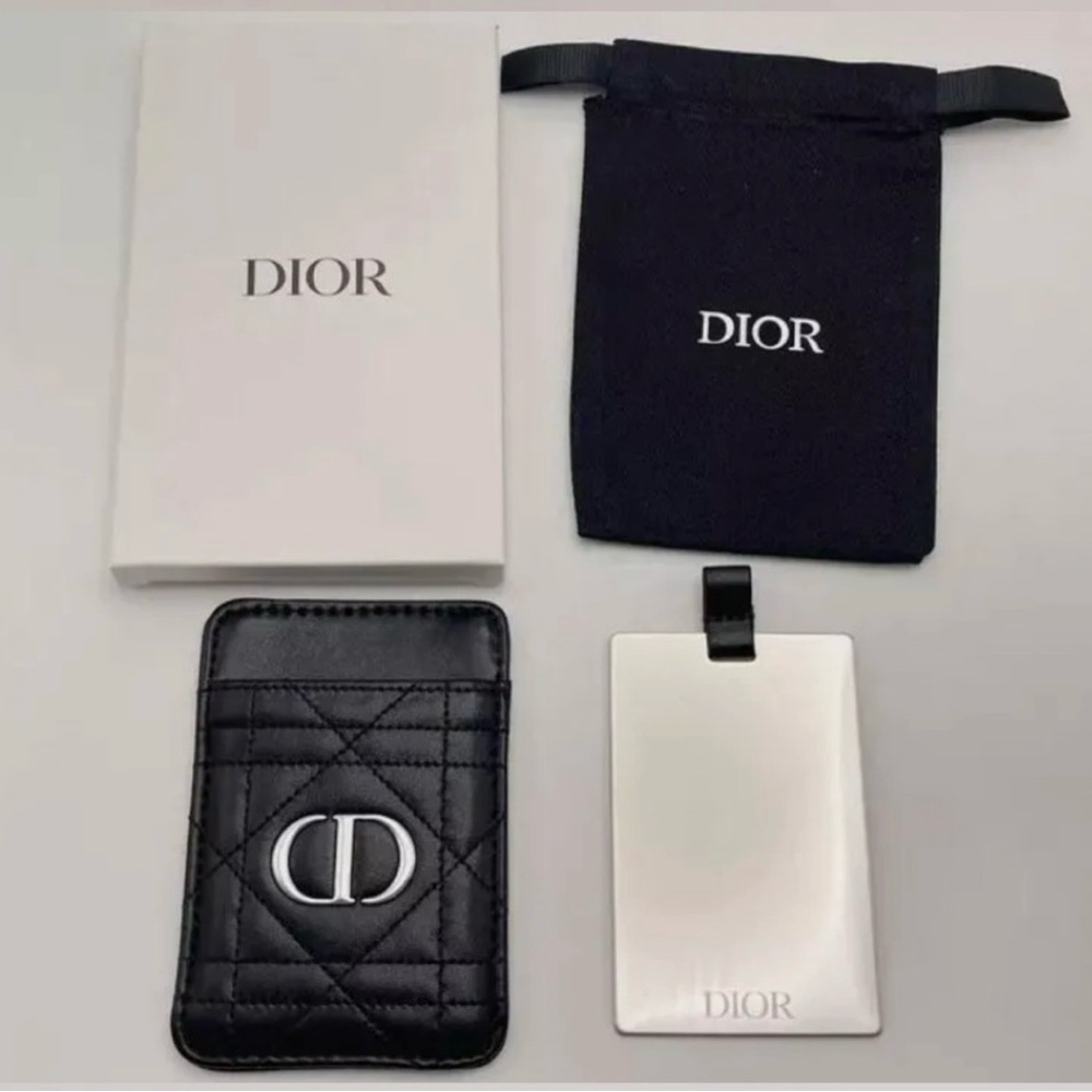 Dior Quilted Black and White Card Holder Mirror